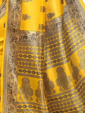 ethnic motifs yellow mysore silk saree with blouse - 15976207 - Standard Image - 3