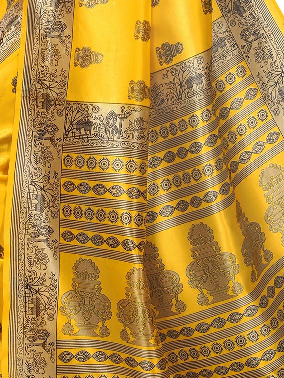 ethnic motifs yellow mysore silk saree with blouse - 15976207 - Zoom Image - 3