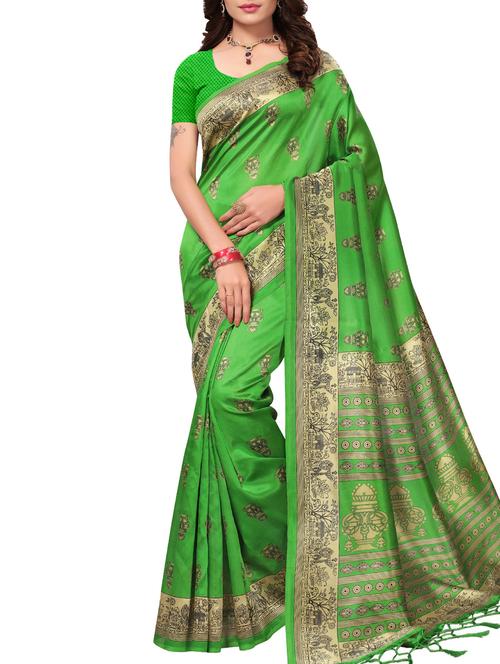 ethnic motifs green mysore silk saree with blouse - 15976208 - Standard Image - 1