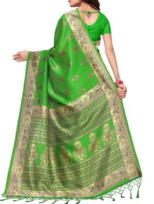 ethnic motifs green mysore silk saree with blouse - 15976208 - Standard Image - 2