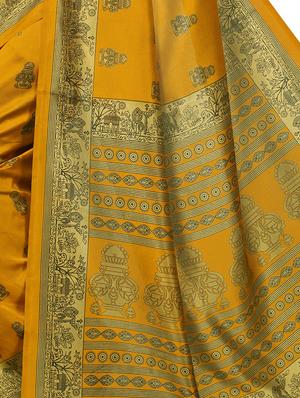 ethnic motifs mustard mysore silk saree with blouse - 15976209 - Standard Image - 3