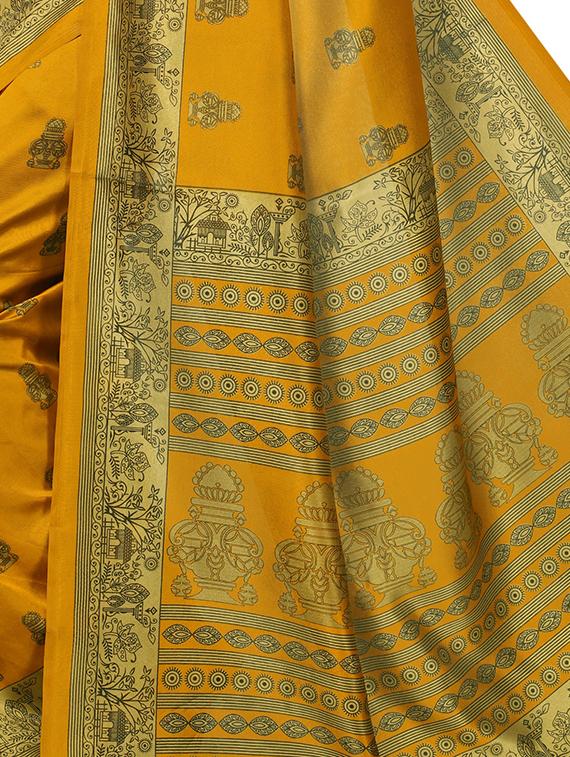 ethnic motifs mustard mysore silk saree with blouse - 15976209 - Zoom Image - 3