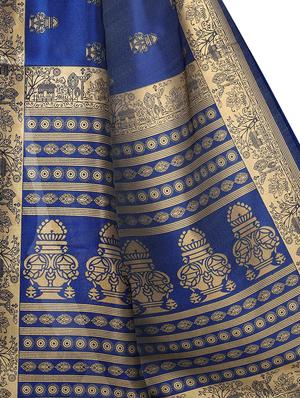 ethnic motifs blue mysore silk saree with blouse - 15976211 - Standard Image - 3