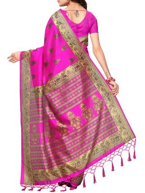 ethnic motifs pink mysore silk saree with blouse - 15976213 - Standard Image - 2