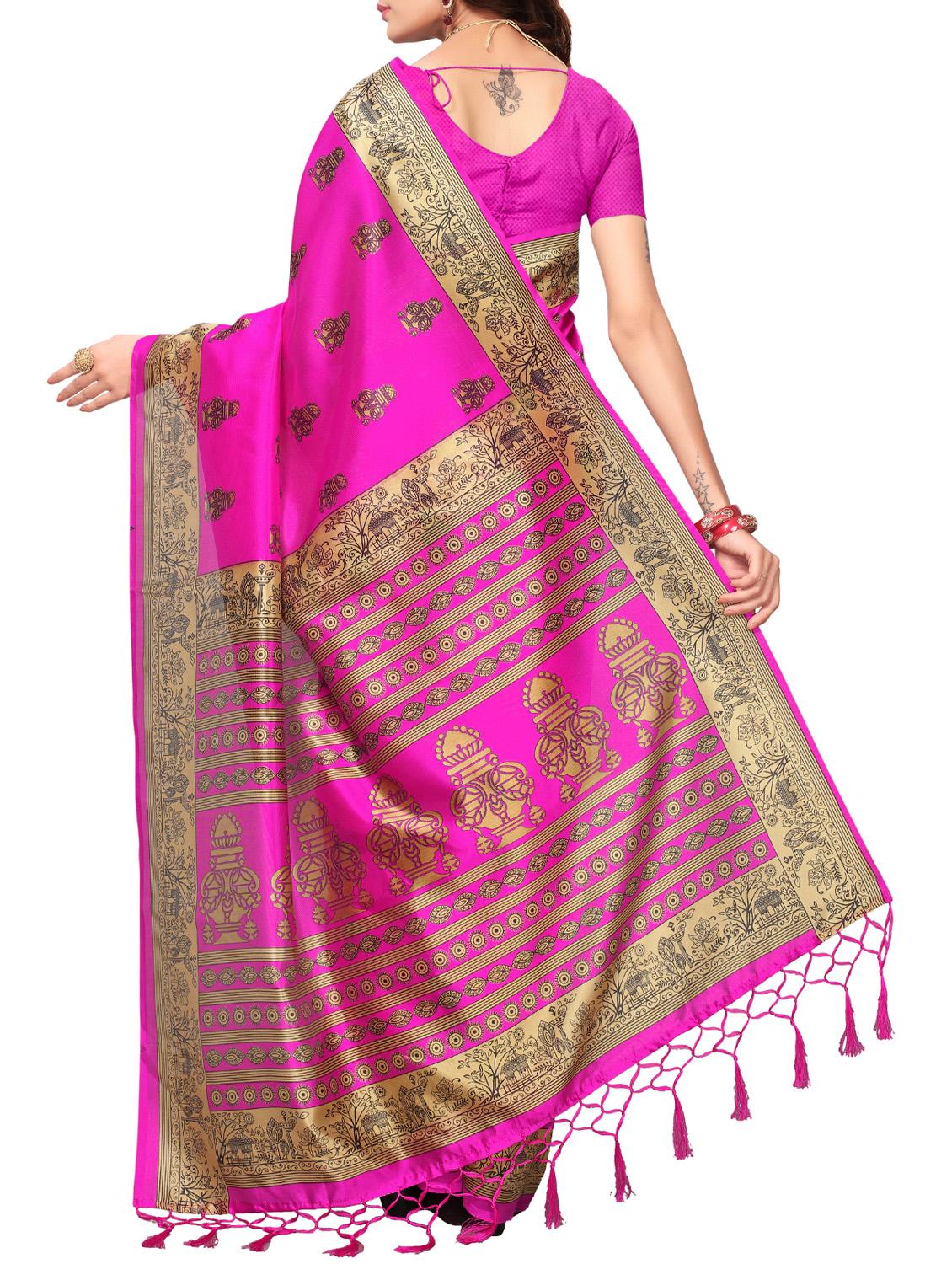 ethnic motifs pink mysore silk saree with blouse - 15976213 - Zoom Image - 2