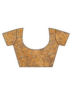 kalamkari border maroon printed saree with blouse - 15976294 - Standard Image - 3