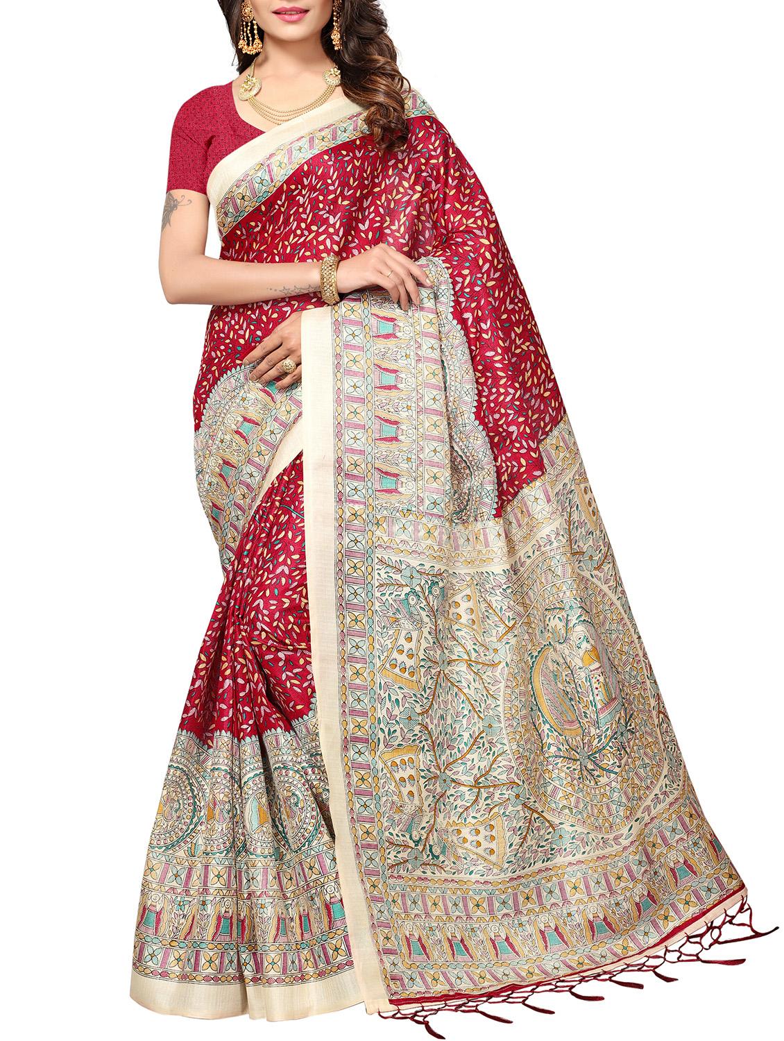 madhubani printed saree with blouse - 15976353 - Zoom Image - 1