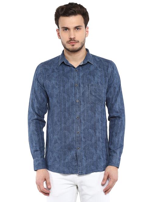 blue printed casual shirt - 15976643 - Standard Image - 1
