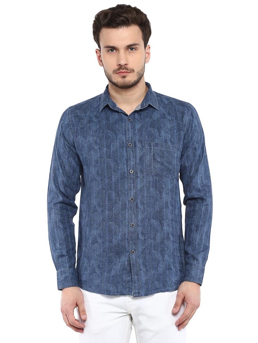 blue printed casual shirt - 15976643 - Zoom Image - 1