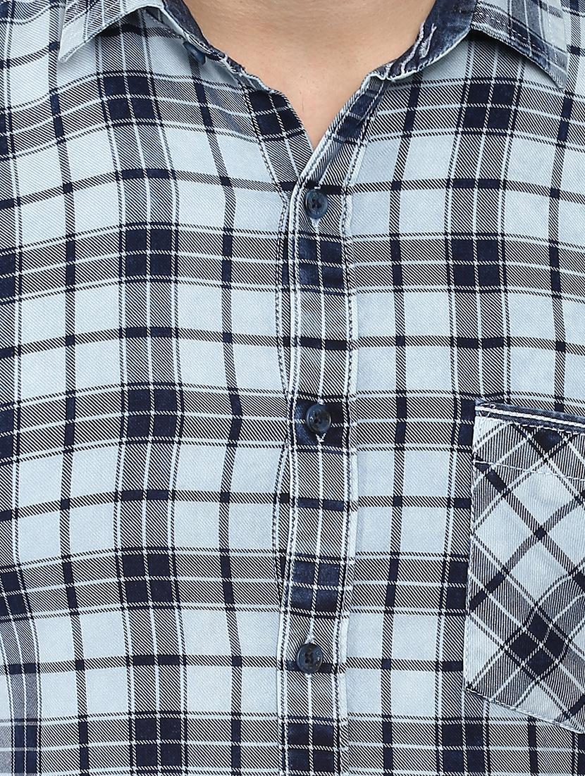 blue cotton casual shirt - 15976646 - Zoom Image - 4
