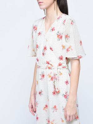 tie up waist floral a-line dress - 15976813 - Standard Image - 2