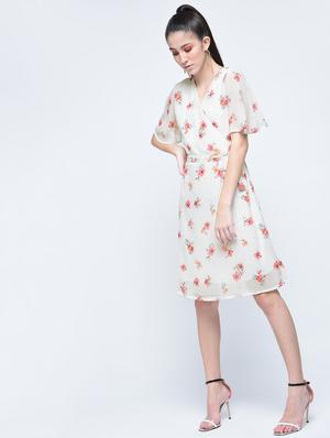 tie up waist floral a-line dress - 15976813 - Standard Image - 3
