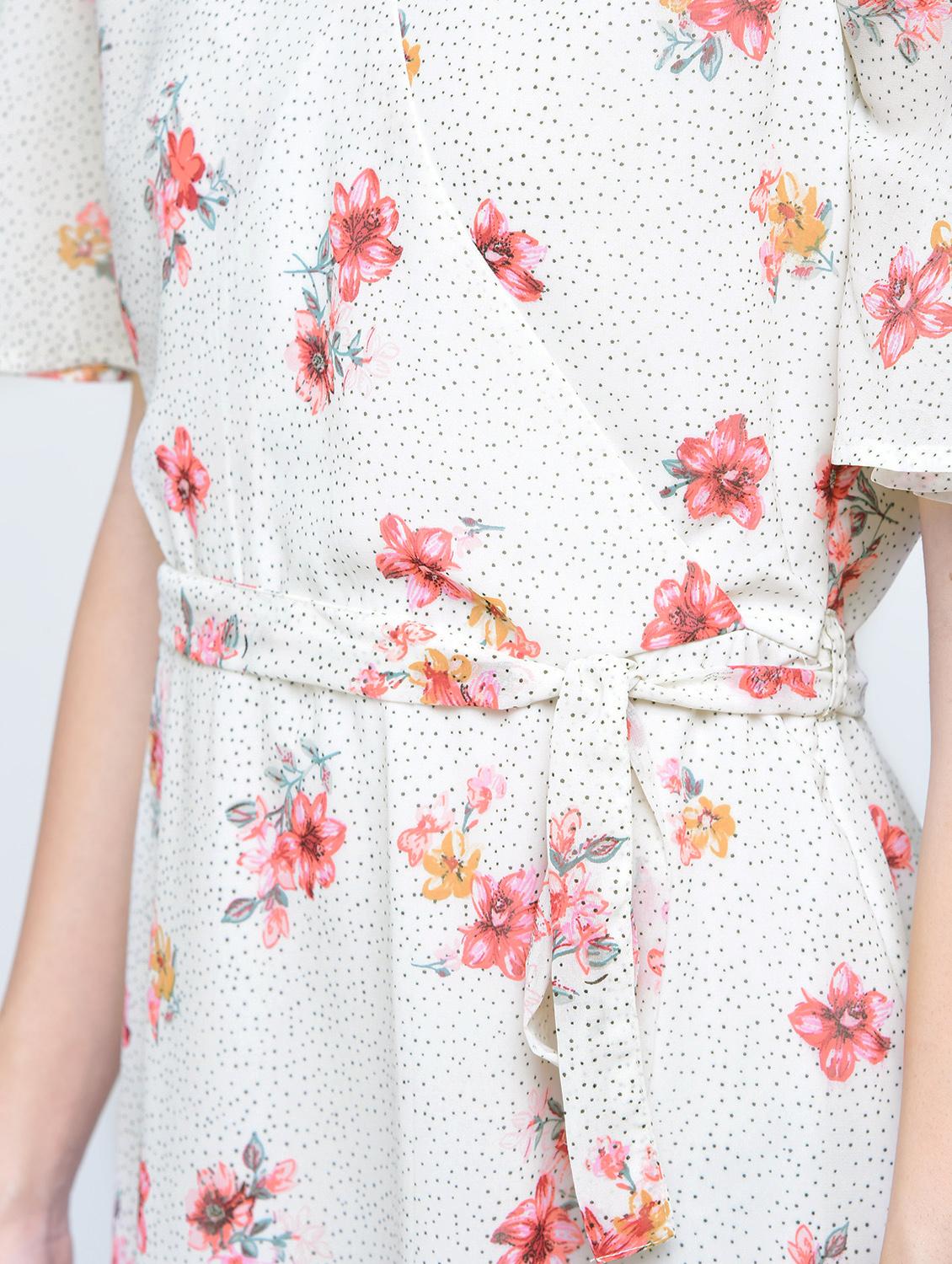 tie up waist floral a-line dress - 15976813 - Zoom Image - 5
