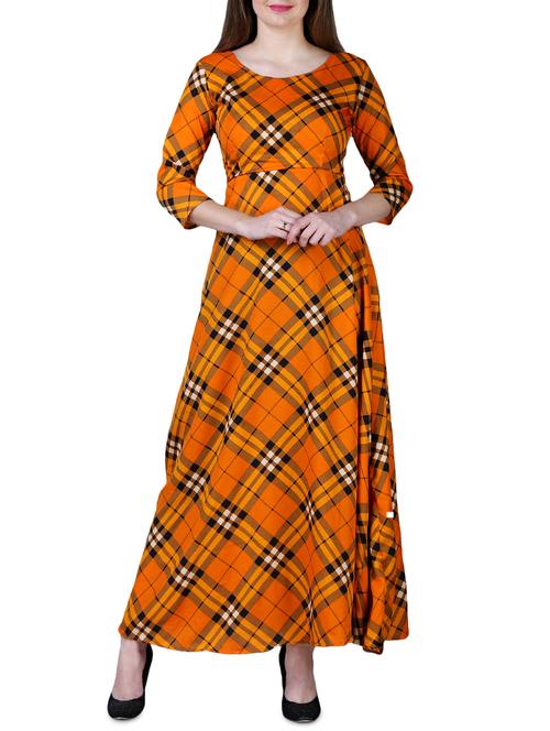 round neck checkered maxi dress - 15977055 - Very Small Image - 1