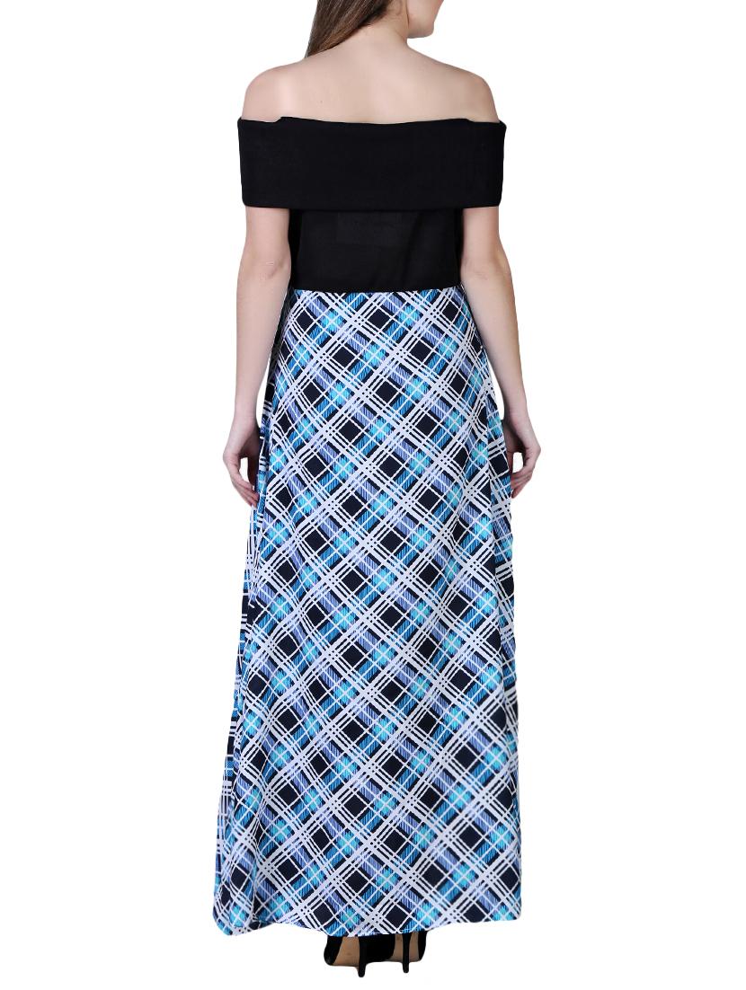 off shoulder checkered maxi dress - 15977064 - Zoom Image - 3