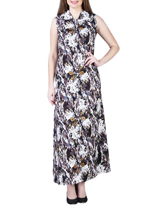 button up abstract maxi dress - 15977202 - Standard Image - 1
