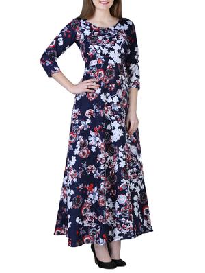 round neck floral flared maxi dress - 15977238 - Standard Image - 2