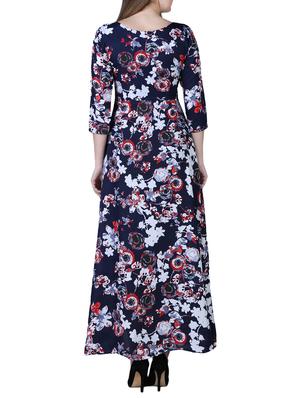 round neck floral flared maxi dress - 15977238 - Standard Image - 3