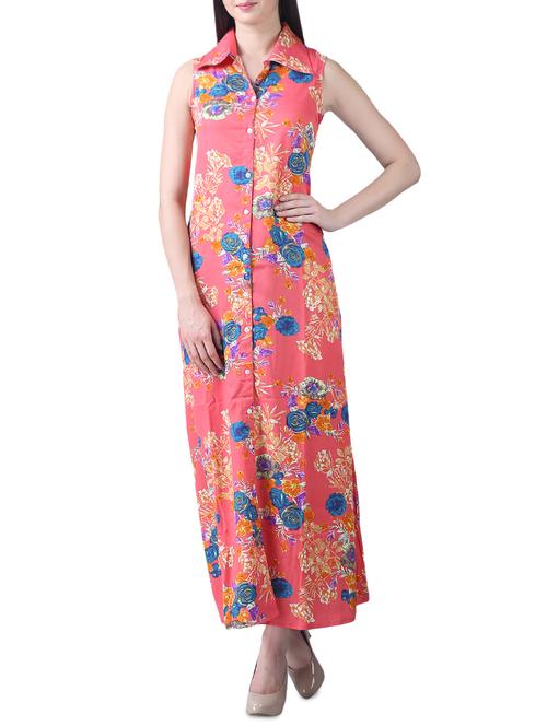 button up floral maxi dress - 15977244 - Standard Image - 1