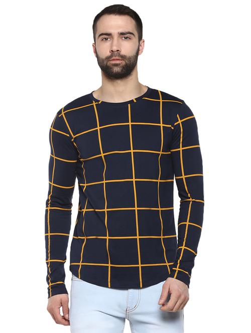 navy blue windowpane checkered t-shirt - 15977277 - Standard Image - 1