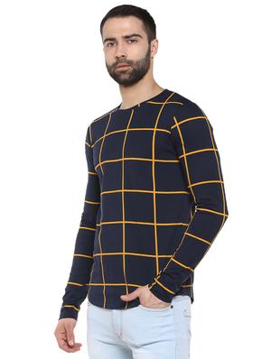 navy blue windowpane checkered t-shirt - 15977277 - Standard Image - 2