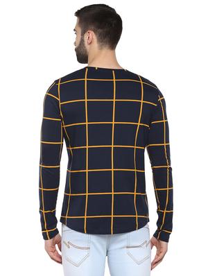 navy blue windowpane checkered t-shirt - 15977277 - Standard Image - 3
