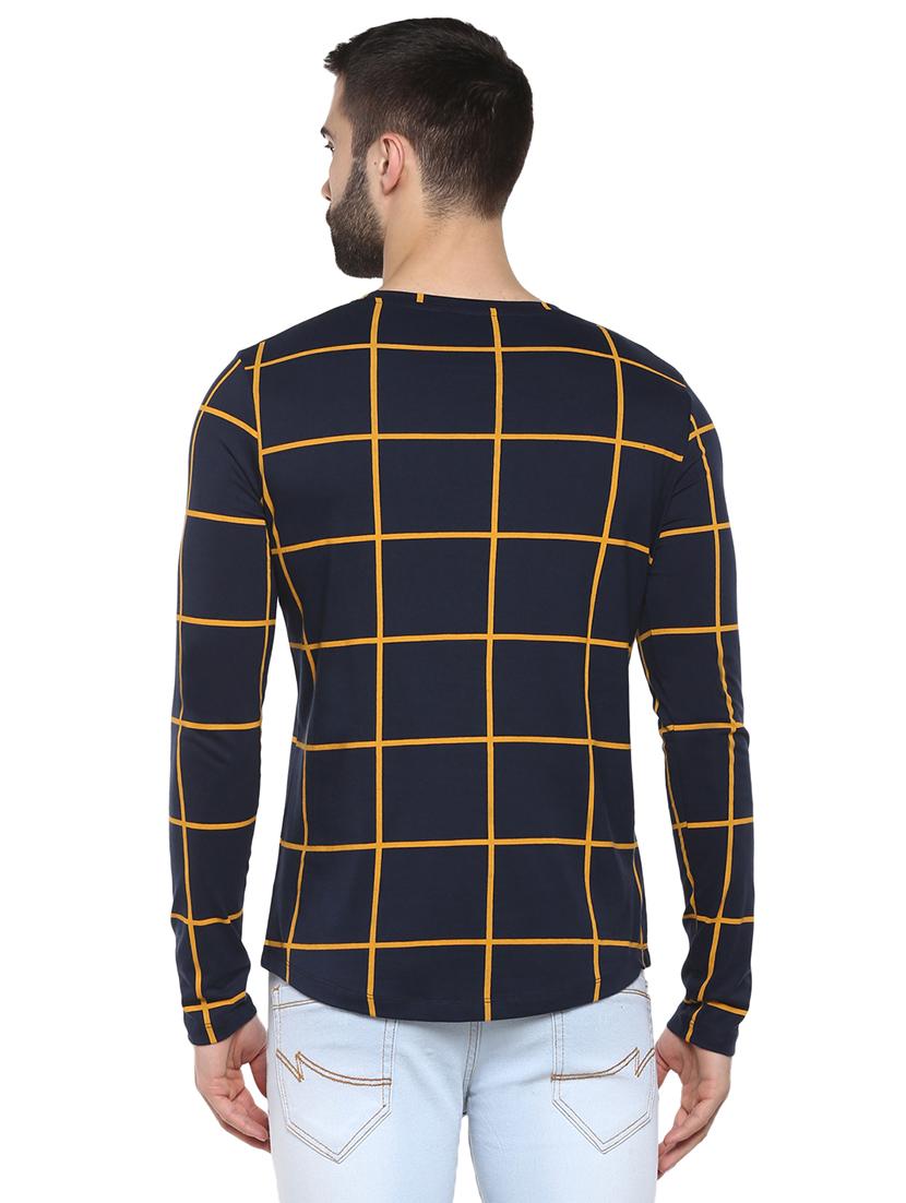 navy blue windowpane checkered t-shirt - 15977277 - Zoom Image - 3