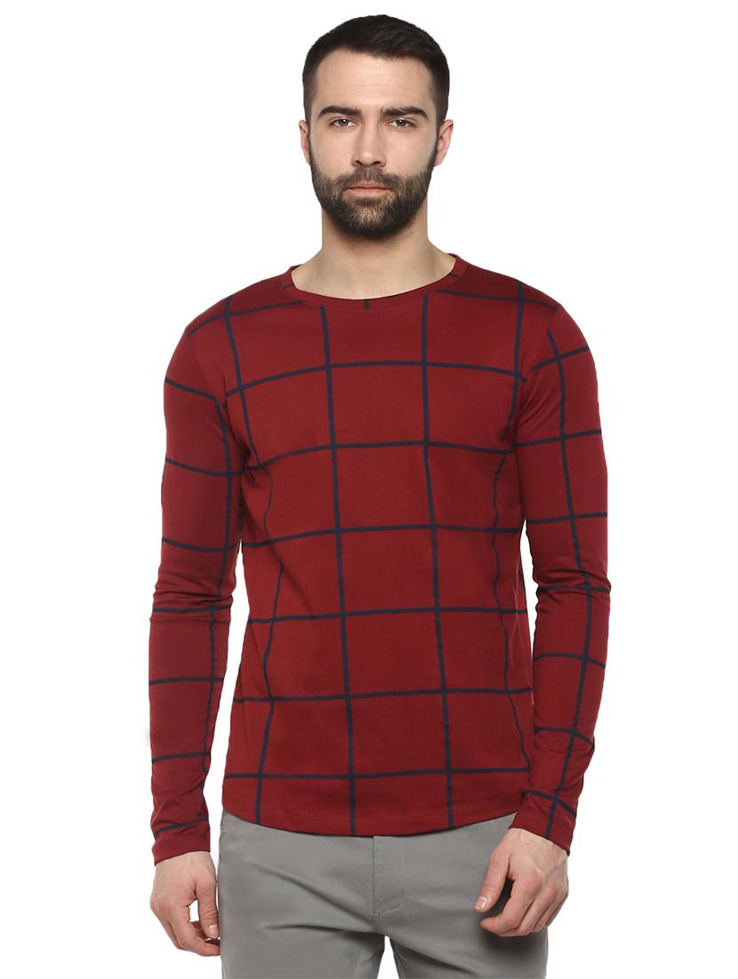 maroon checkered t-shirt - 15977279 - Zoom Image - 1