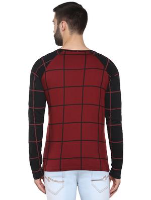 maroon windowpane checkered raglan t-shirt - 15977281 - Standard Image - 3