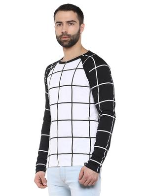 white windowpane checkered raglan t-shirt - 15977282 - Standard Image - 2