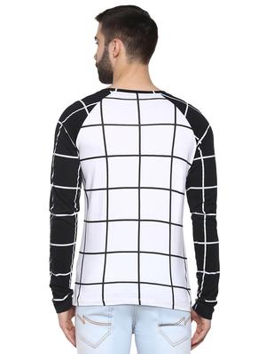 white windowpane checkered raglan t-shirt - 15977282 - Standard Image - 3