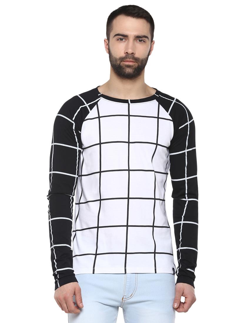 white windowpane checkered raglan t-shirt - 15977282 - Zoom Image - 1