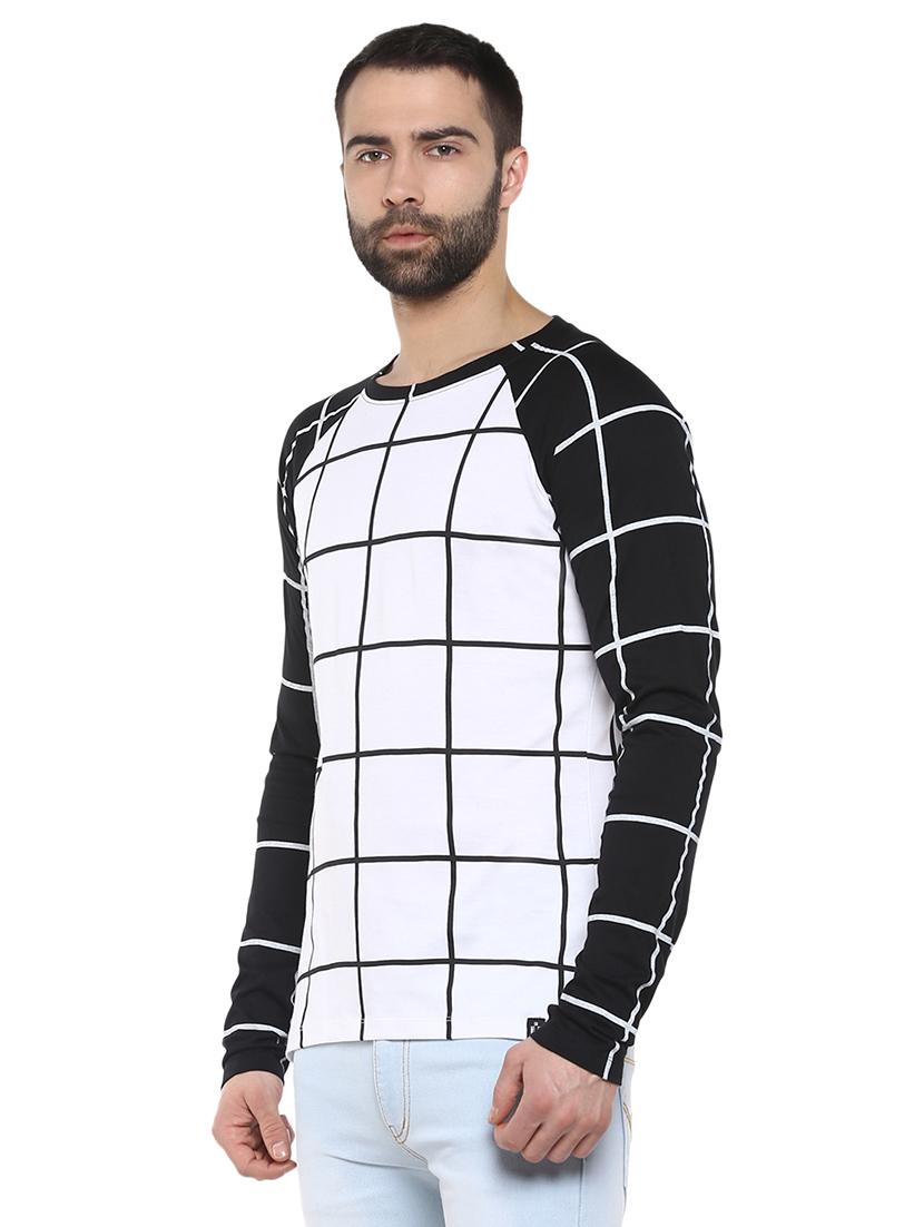 white windowpane checkered raglan t-shirt - 15977282 - Zoom Image - 2