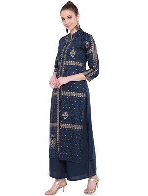 foil printed kurta with palazzo set - 15977368 - Standard Image - 2