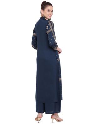 foil printed kurta with palazzo set - 15977368 - Standard Image - 3