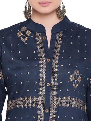 foil printed kurta with palazzo set - 15977368 - Standard Image - 4