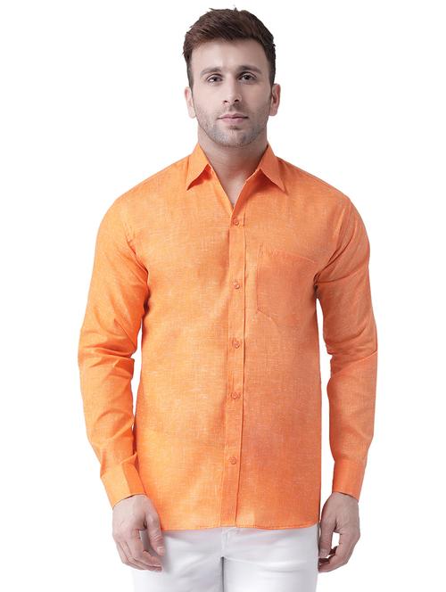 orange linen casual shirt - 15977477 - Standard Image - 1