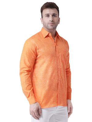orange linen casual shirt - 15977477 - Standard Image - 2