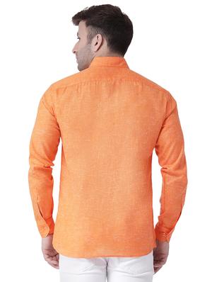 orange linen casual shirt - 15977477 - Standard Image - 3