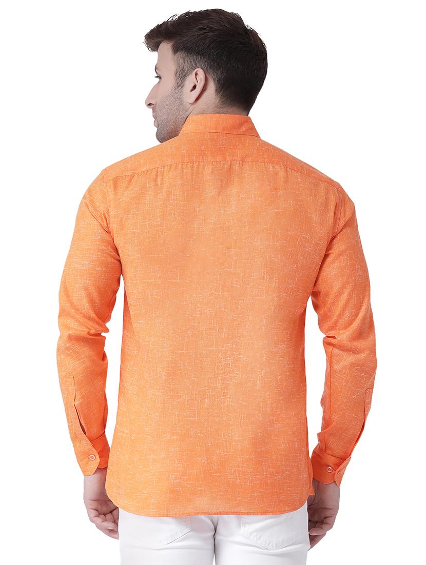 orange linen casual shirt - 15977477 - Zoom Image - 3