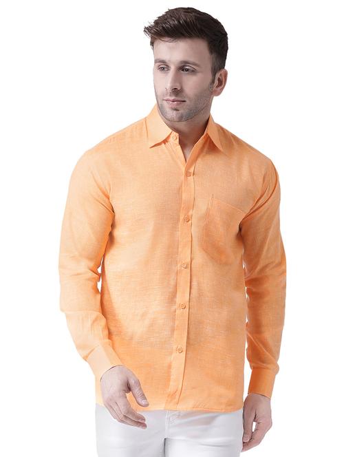 orange linen casual shirt - 15977478 - Standard Image - 1