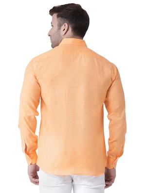 orange linen casual shirt - 15977478 - Standard Image - 3