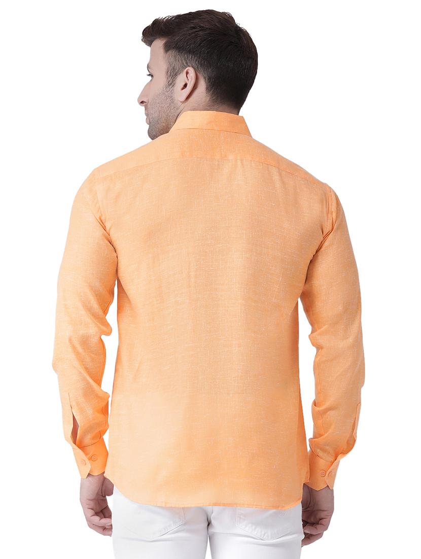 orange linen casual shirt - 15977478 - Zoom Image - 3