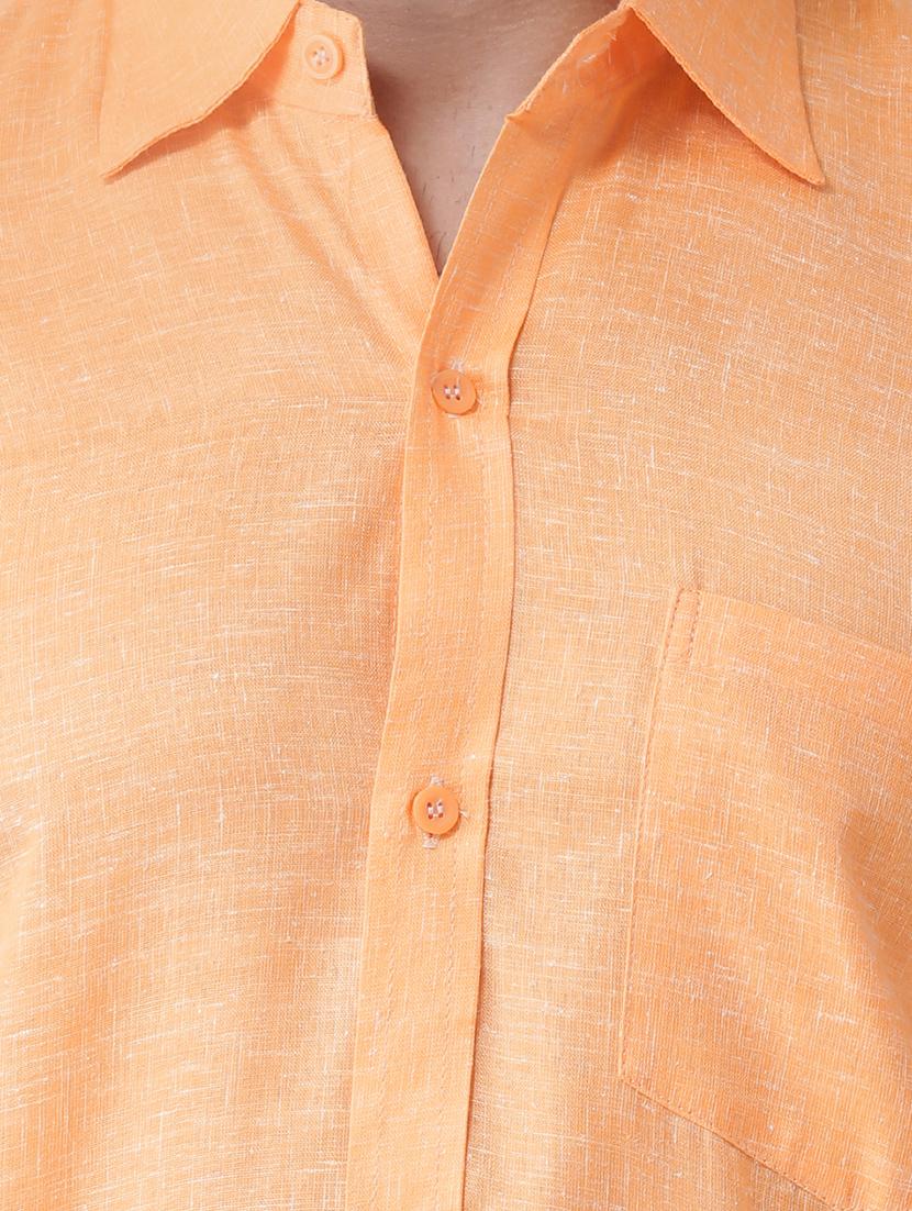 orange linen casual shirt - 15977478 - Zoom Image - 4