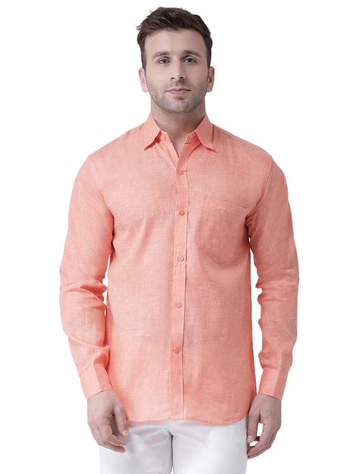 orange linen casual shirt - 15977480 - Standard Image - 1