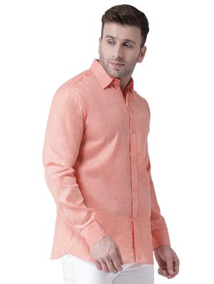 orange linen casual shirt - 15977480 - Standard Image - 2