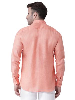 orange linen casual shirt - 15977480 - Standard Image - 3