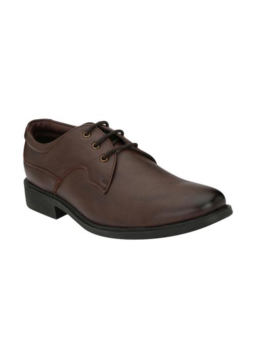 brown leatherette lace-up derbys - 15978727 - Standard Image - 1