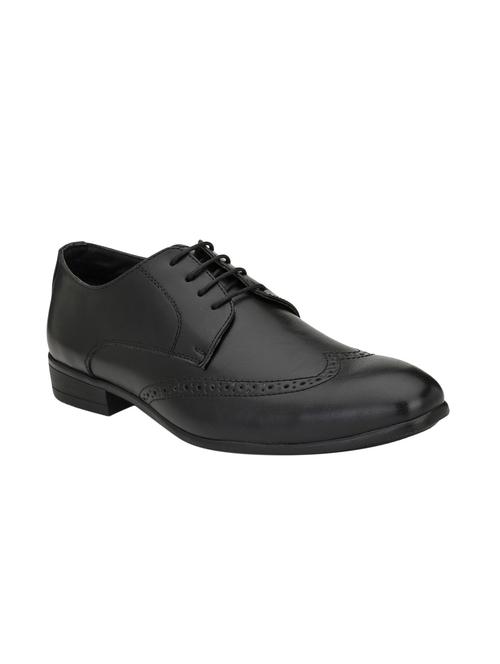 black leatherette lace-up derbys - 15978732 - Standard Image - 1