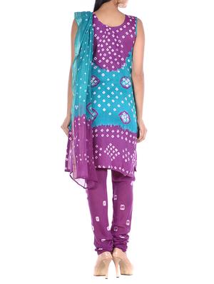 mirror work bandhani unstitched suit - 15978787 - Standard Image - 3